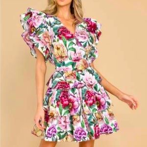 Ivory Floral Print Dress by Red Dress